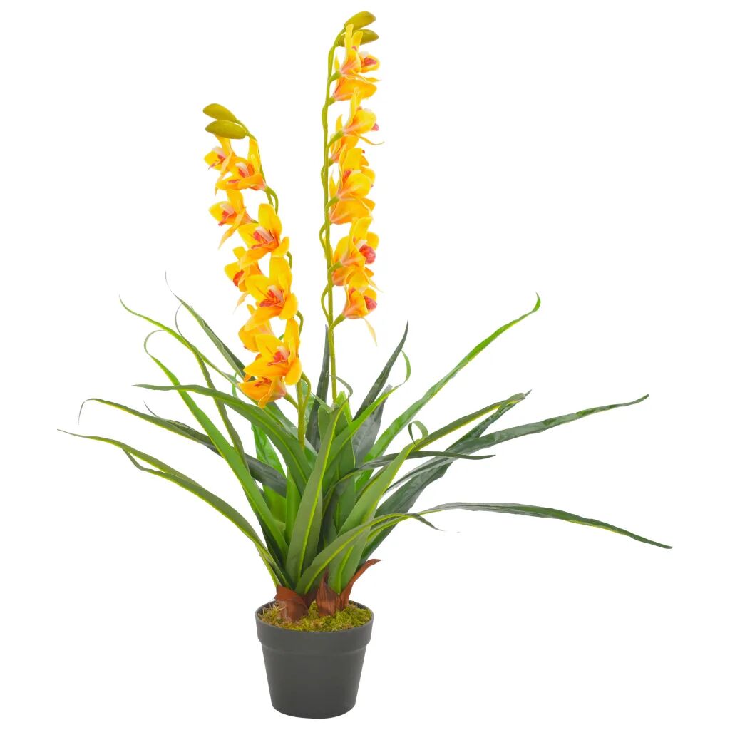 vidaXL Kunstplant met pot orchidee 90 cm geel