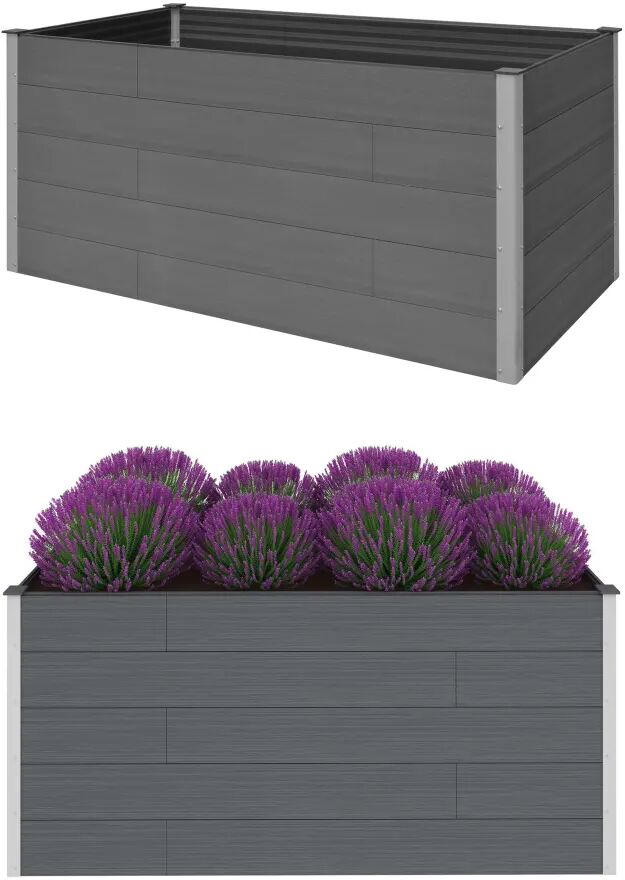 vidaXL Plantenbak verhoogd 200x100x91 cm HKC grijs