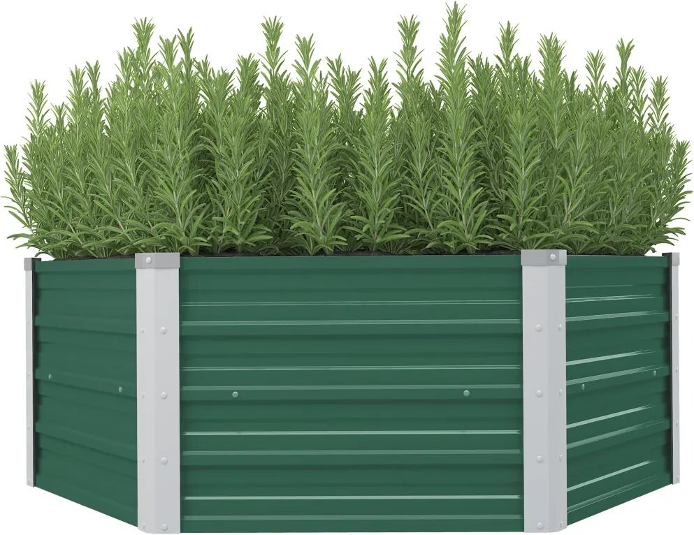 vidaXL Plantenbak verhoogd 129x129x46 cm gegalvaniseerd staal groen