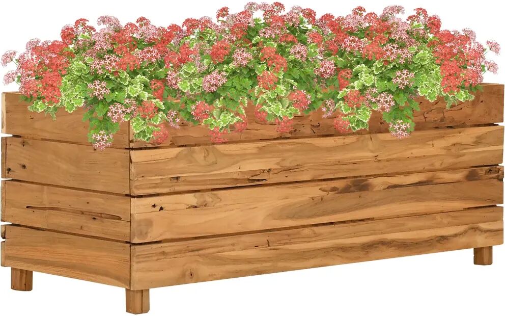 vidaXL Plantenbak verhoogd 100x40x38 cm gerecycled teakhout en staal