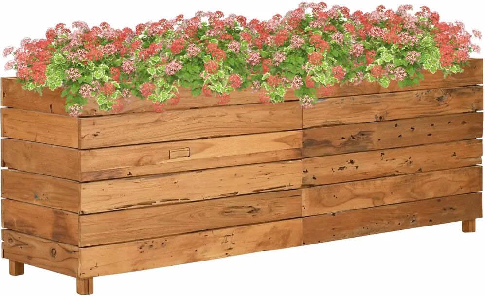 vidaXL Plantenbak verhoogd 150x40x55 cm gerecycled teakhout en staal