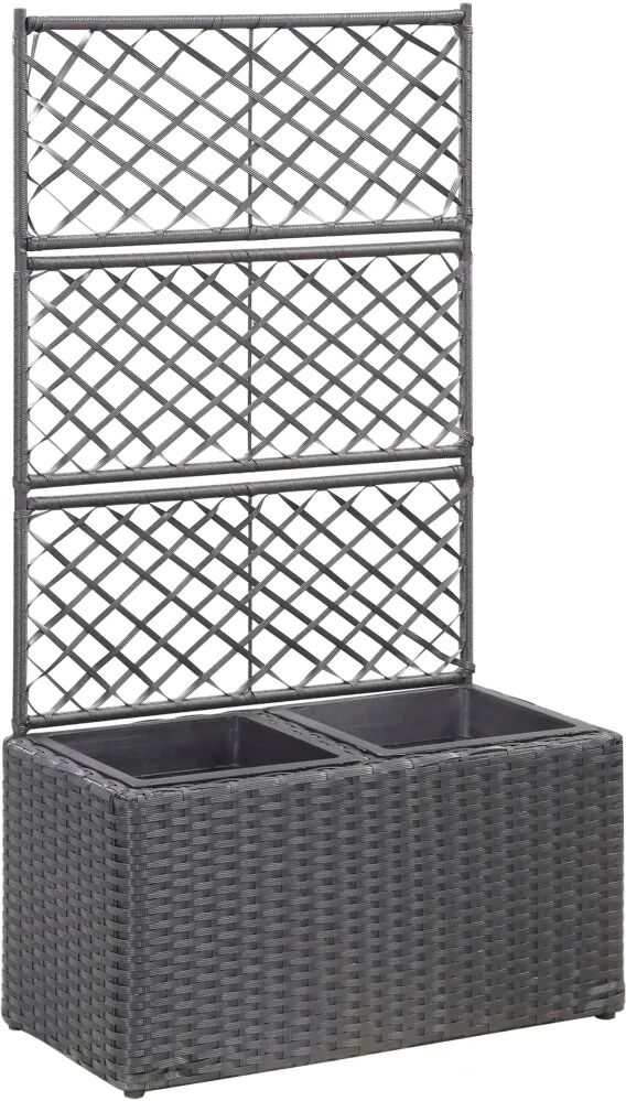 vidaXL Latwerkplantenbak verhoogd met potten 58x30x107 cm rattan zwart