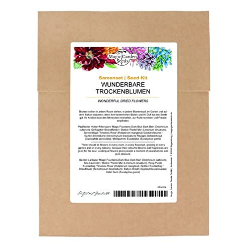 Magic Garden Seeds Prachtige droogbloemen zaad-set met 6 zeer populaire variëteiten voor kransen en bloemstukken