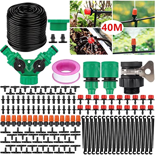 SaiXuan irrigatiesysteem voor in de tuin, 40 m, 158 stuks, DIY, doe-het-zelf, micro-automatische broeikas, sprinkler, druppelirrigatie, tuinirrigatie