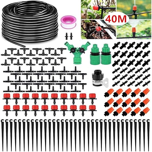 XINGGANG Irrigatiesysteem voor de tuin, 40m, micro druppelirrigatie set, automatische sproeier, druppelbewateringsset, tuinirrigatie voor landschap, bloembed, terrasplanten