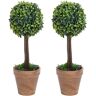 vidaXL Kunstplanten met pot 2 st buxus bolvorming 56 cm groen