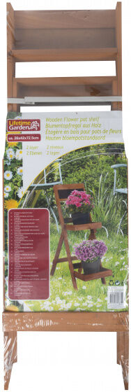 Lifetime Garden bloempotstandaard hout 26x42x72,5cm - Bruin