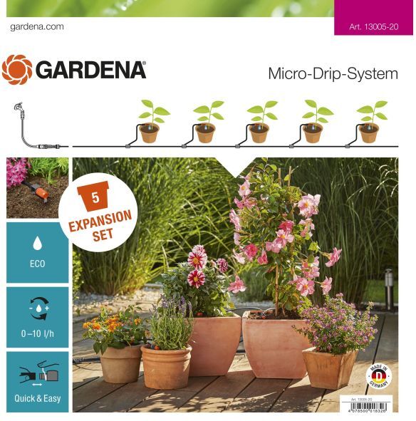 Gardena Micro-Drip-System Påbyggingspakke for blomsterpotter