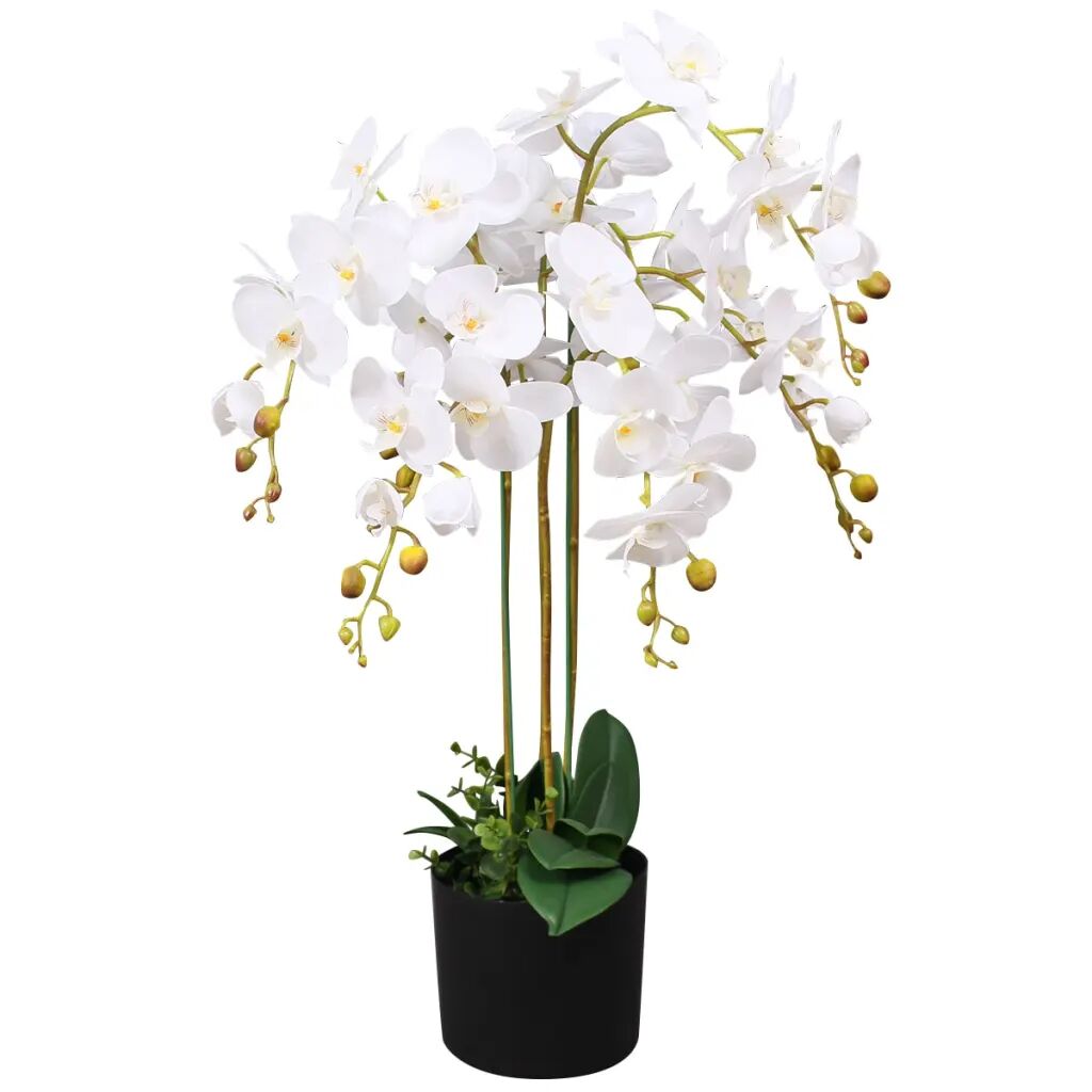 vidaXL Kunstig orkidè med potte 75 cm hvit