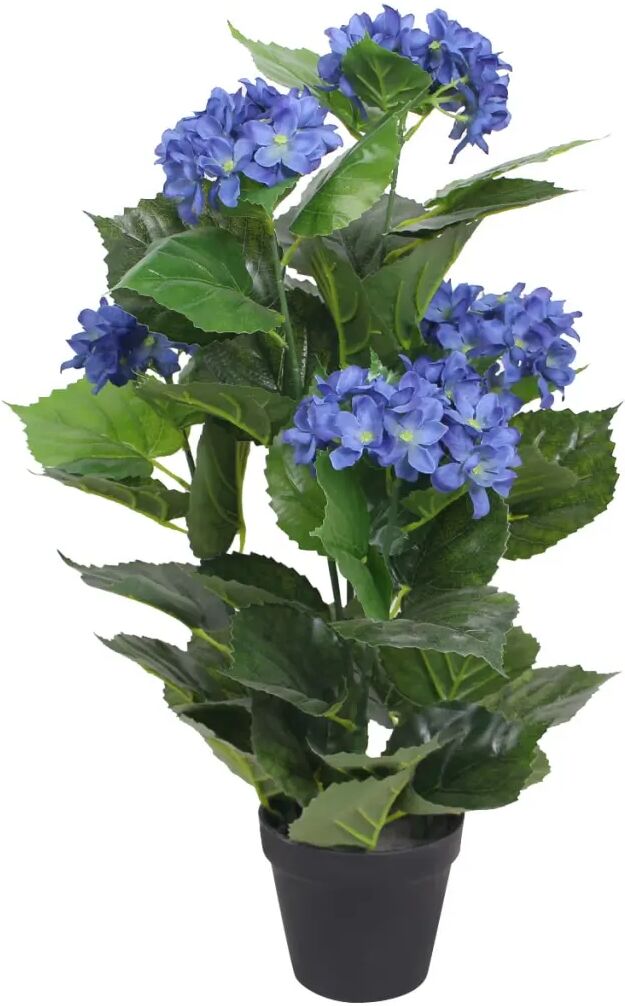 vidaXL Kunstig hortensia med potte 60 cm blå