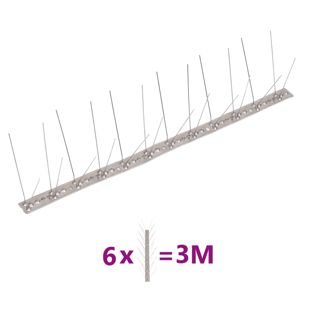 vidaXL Fuglepigger 4-rader 6 stk rustfritt stål 3 m