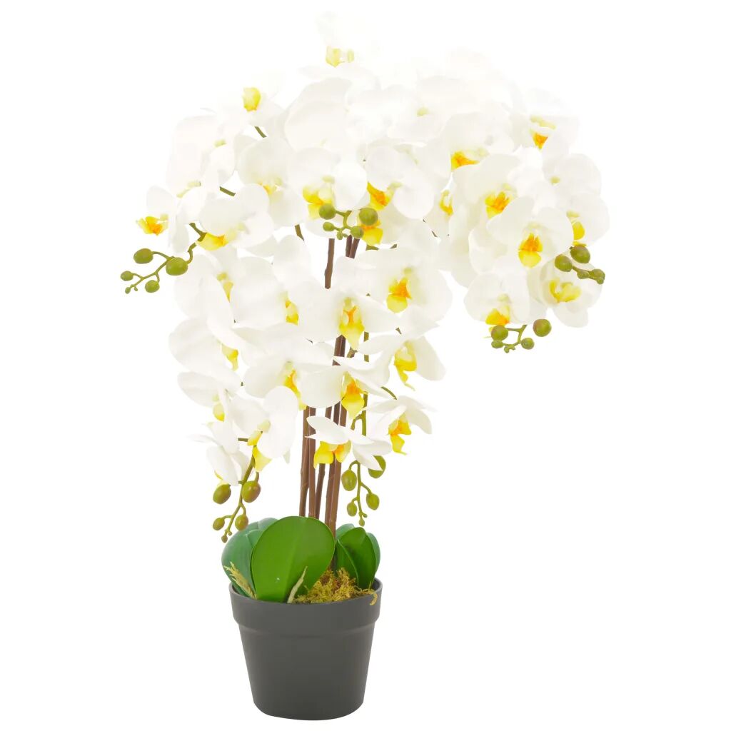 vidaXL Kunstig orkidè med potte hvit 60 cm