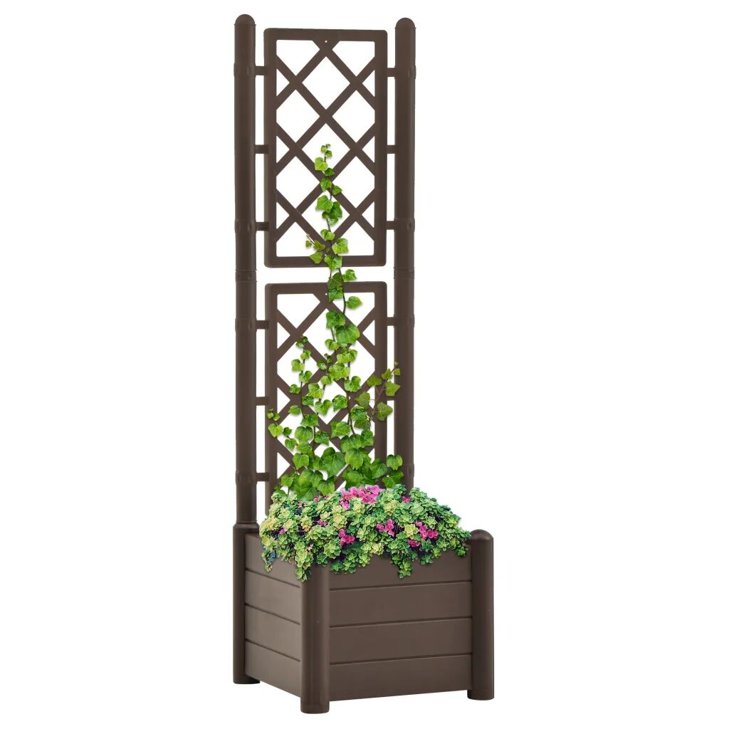 vidaXL Plantekasse med espalier 43x43x142 cm PP mocca