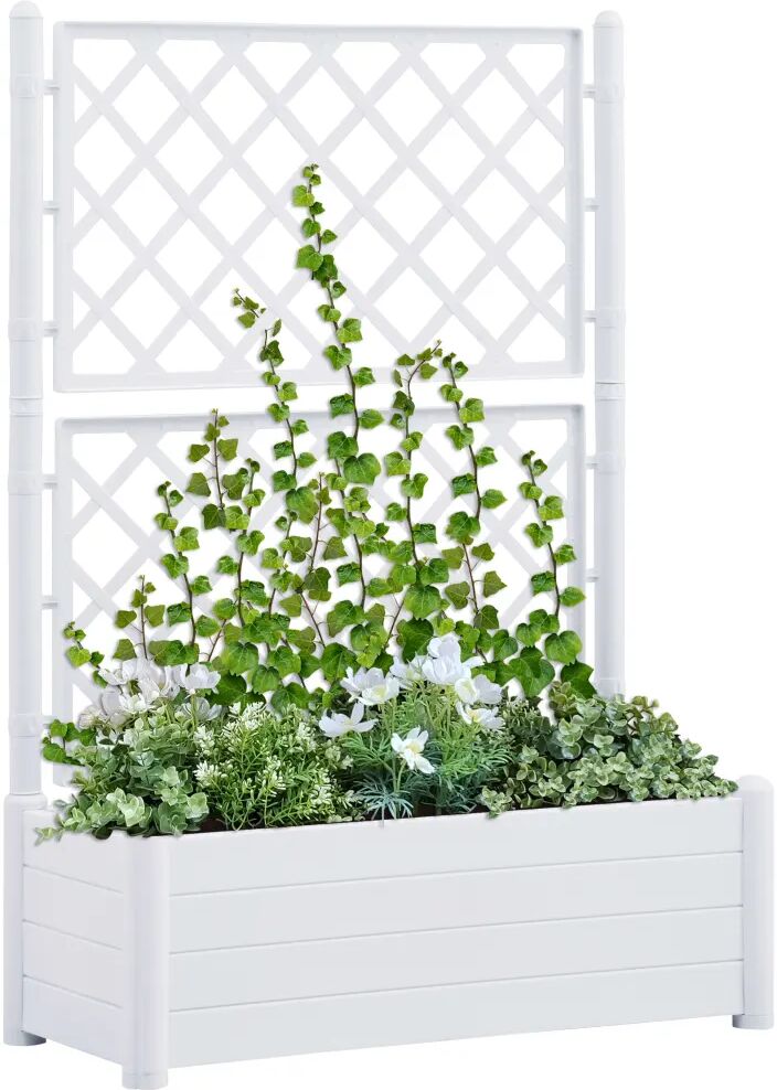 vidaXL Plantekasse med espalier 100x43x142 cm PP hvit