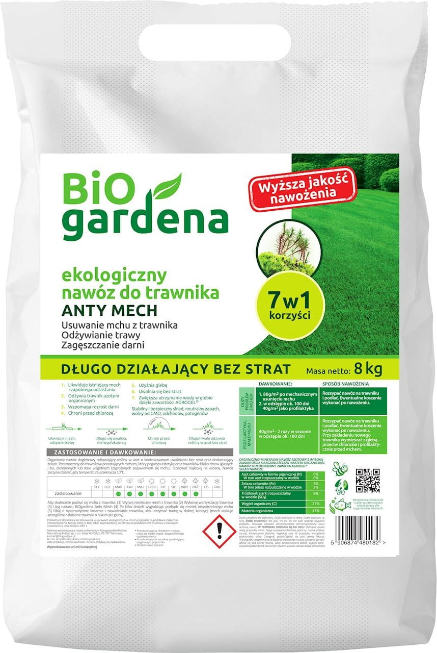 BIO GARDENA NAWÓZ DO TRAWNIKÓW ANTY MECH EKO 8 kg - BIO GARDENA