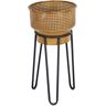 Presume De Casa Vaso Redondo (Preto - Rattan e Metal - 33x63.5x33 cm)