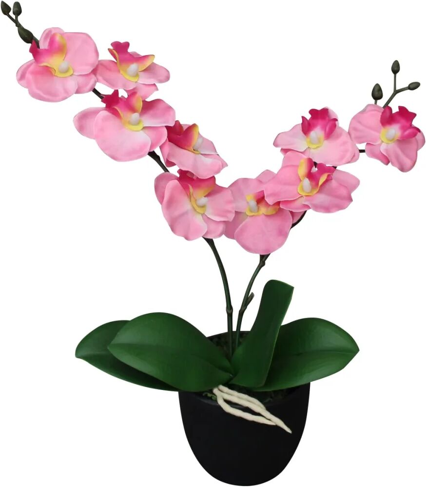 vidaXL Planta orquídea artificial com vaso 30 cm rosa