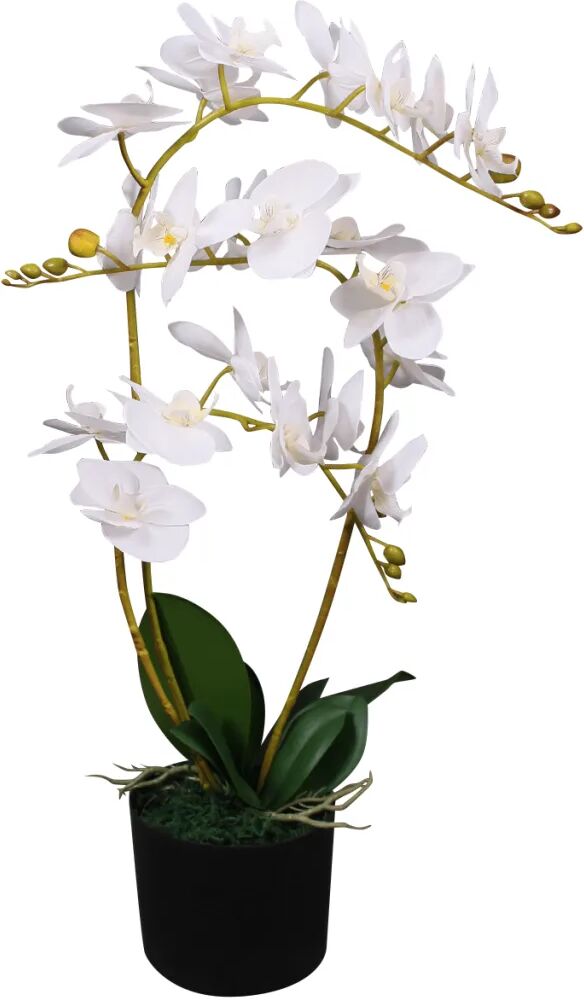 vidaXL Planta orquídea artificial com vaso 65 cm branco