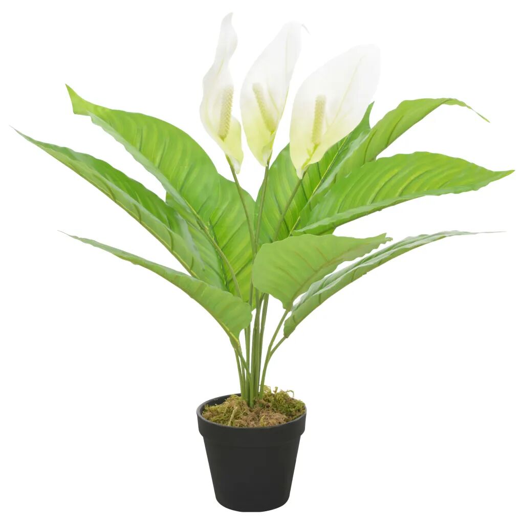 vidaXL Planta antúrio artificial com vaso 55 cm branco