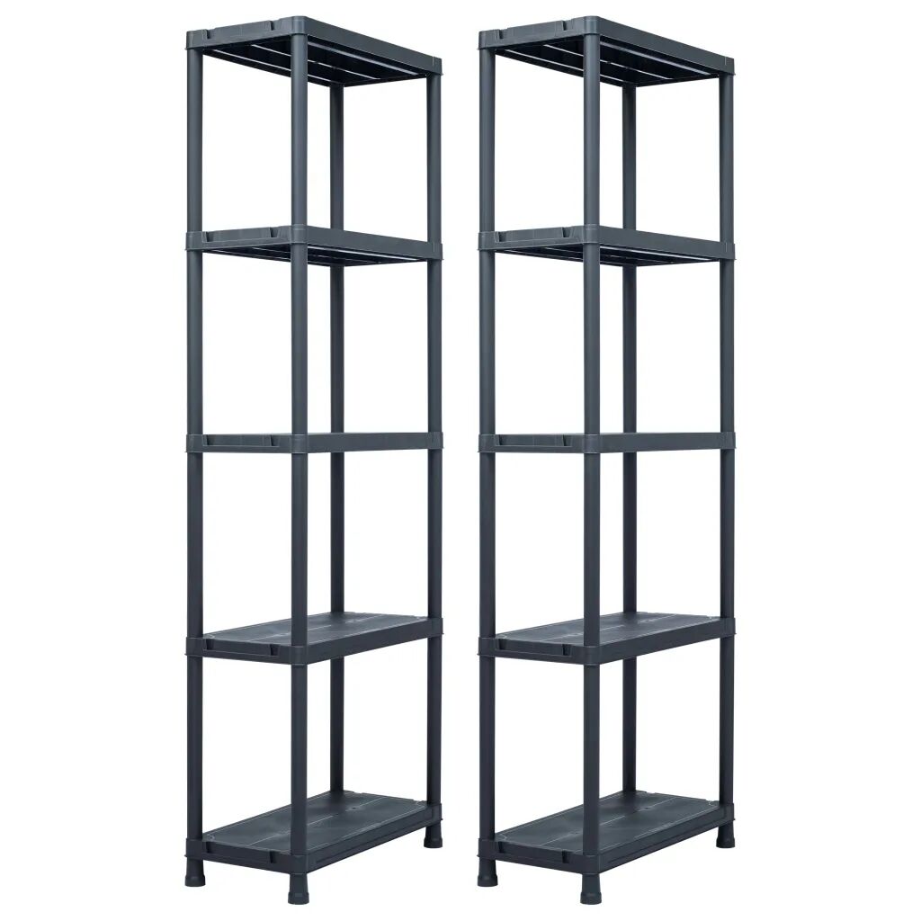 vidaXL Estantes de arrumação 2 pcs preto 125 Kg 60x30x180 cm plástico