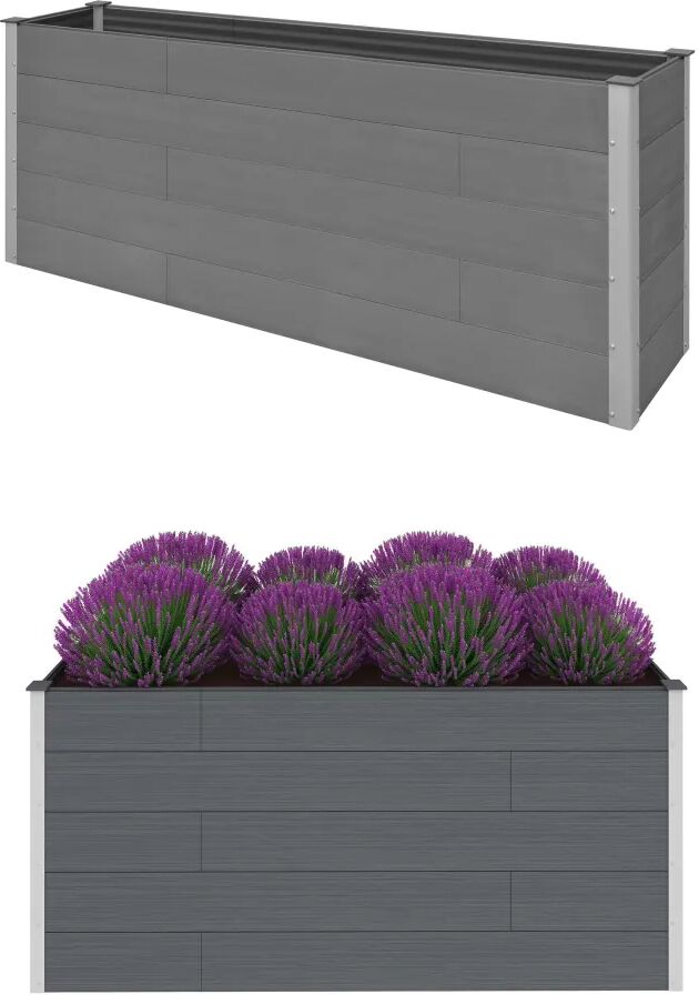 vidaXL Canteiro elevado de jardim 200x50x91 cm WPC cinzento