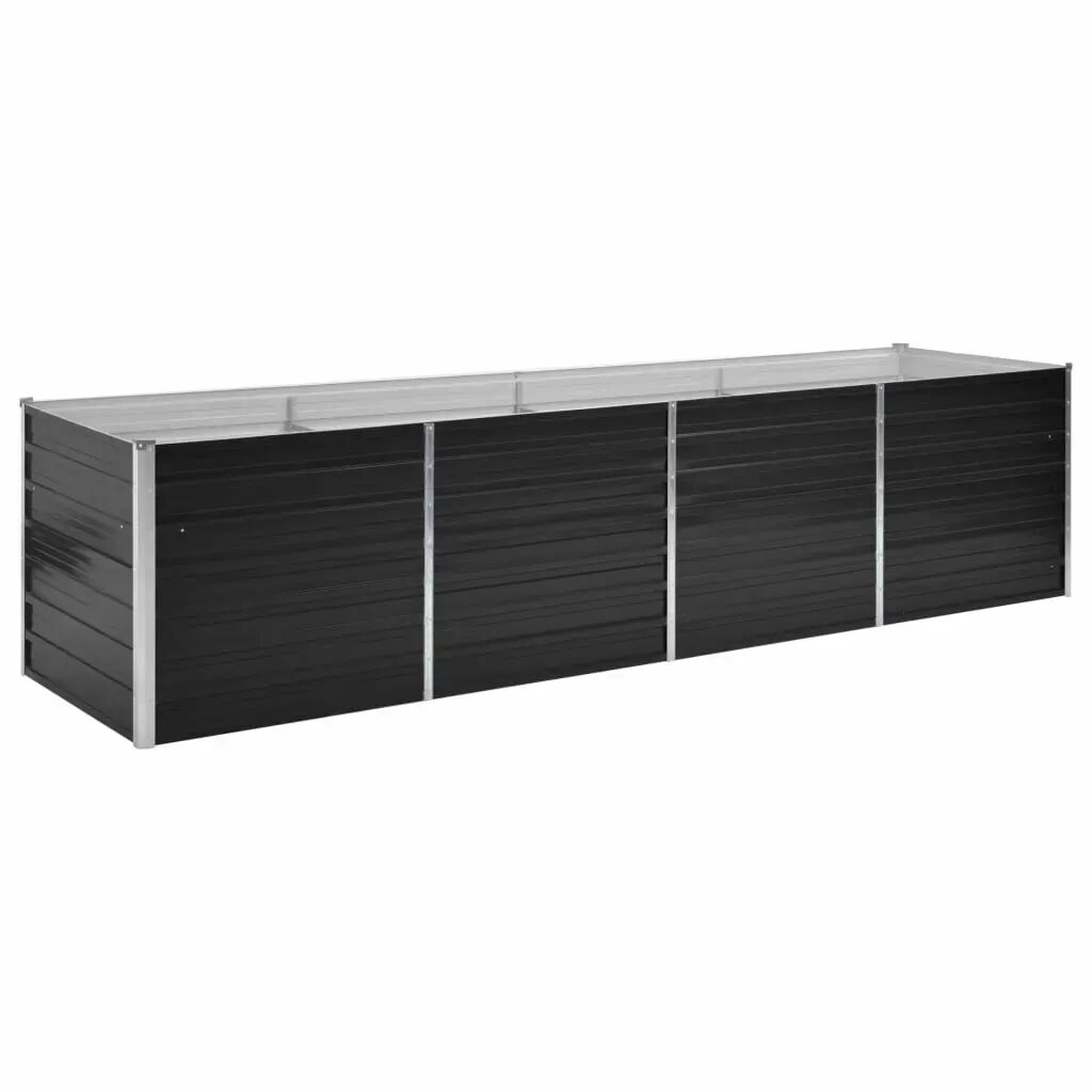 vidaXL Canteiro elevado jardim aço galvanizado 320x80x77 cm antracite