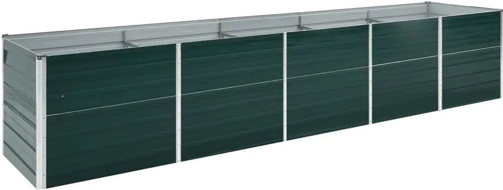 vidaXL Canteiro elevado jardim aço galvanizado 400x80x45 cm verde