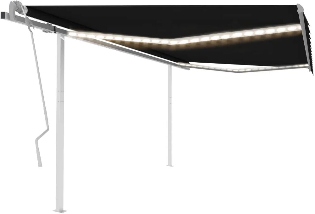 vidaXL Toldo retrátil manual com luzes LED 4x3 m antracite