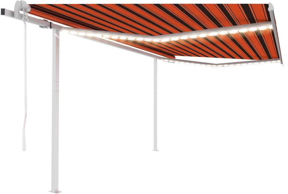 vidaXL Toldo autom. LED e sensor de vento 4x3 m laranja e castanho