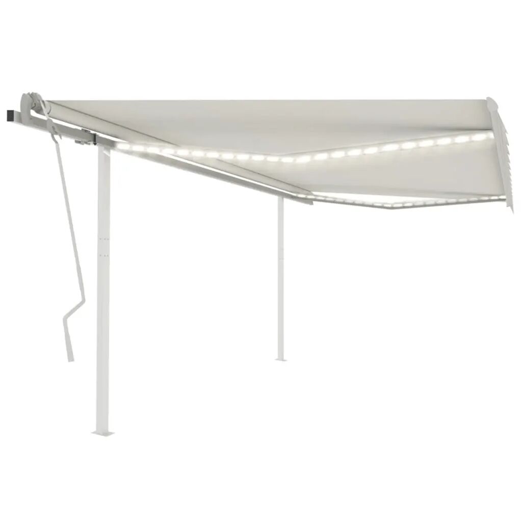 vidaXL Toldo retrátil manual com luzes LED 4,5x3 m cor creme