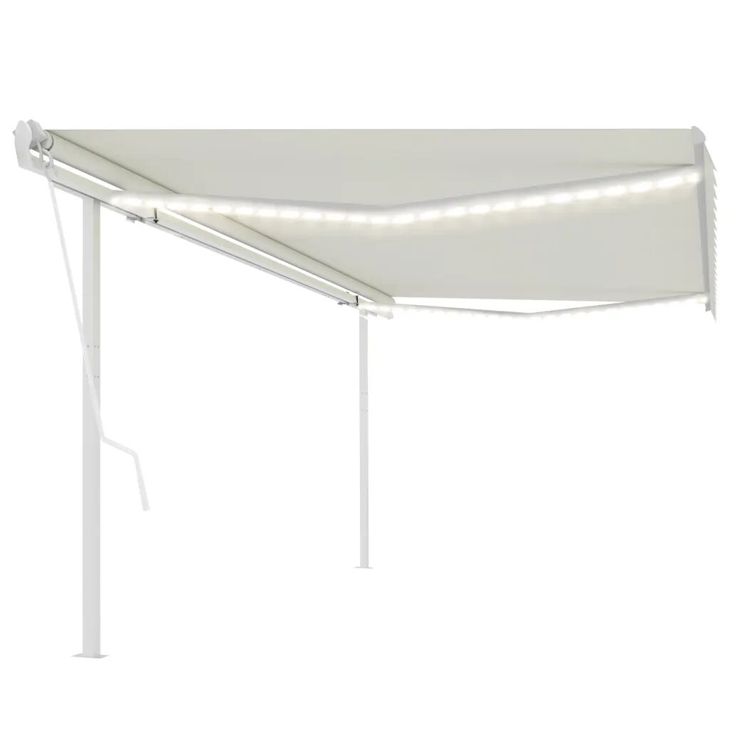 vidaXL Toldo automático com LED e sensor de vento 5x3 m cor creme