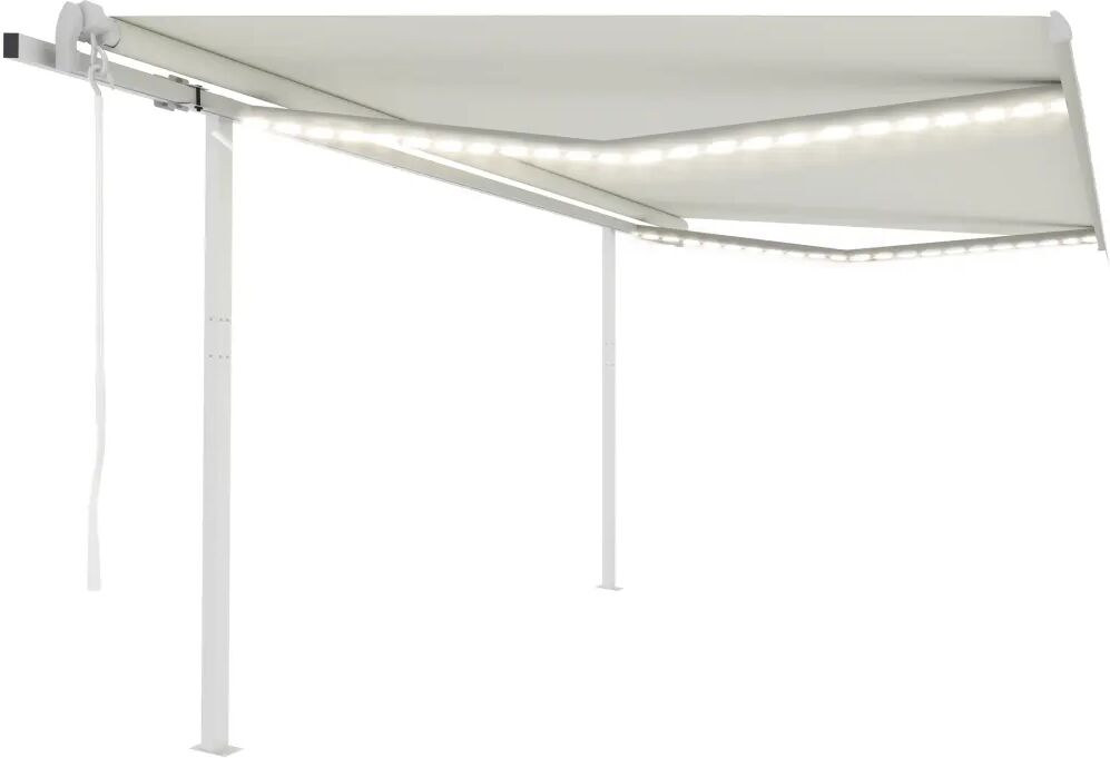 vidaXL Toldo automático c/ LED e sensor de vento 4,5x3,5 m cor creme