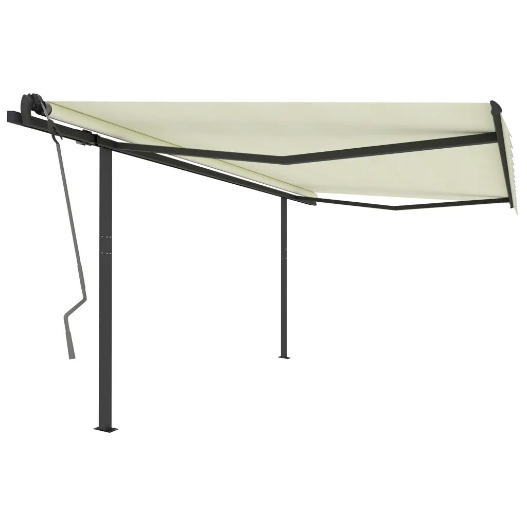 vidaXL Toldo retrátil manual com postes 4,5x3 m cor creme