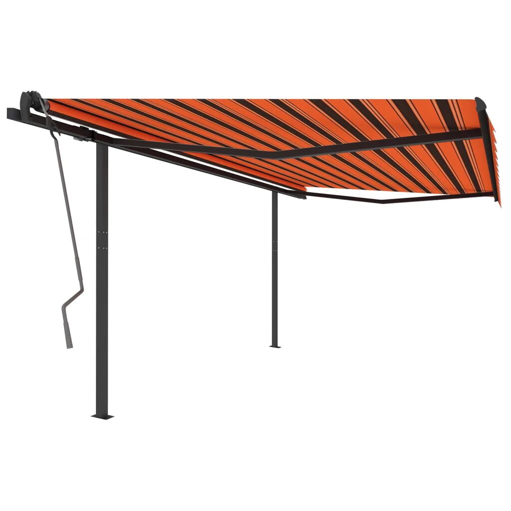 vidaXL Toldo retrátil manual com postes 4,5x3 m laranja e castanho