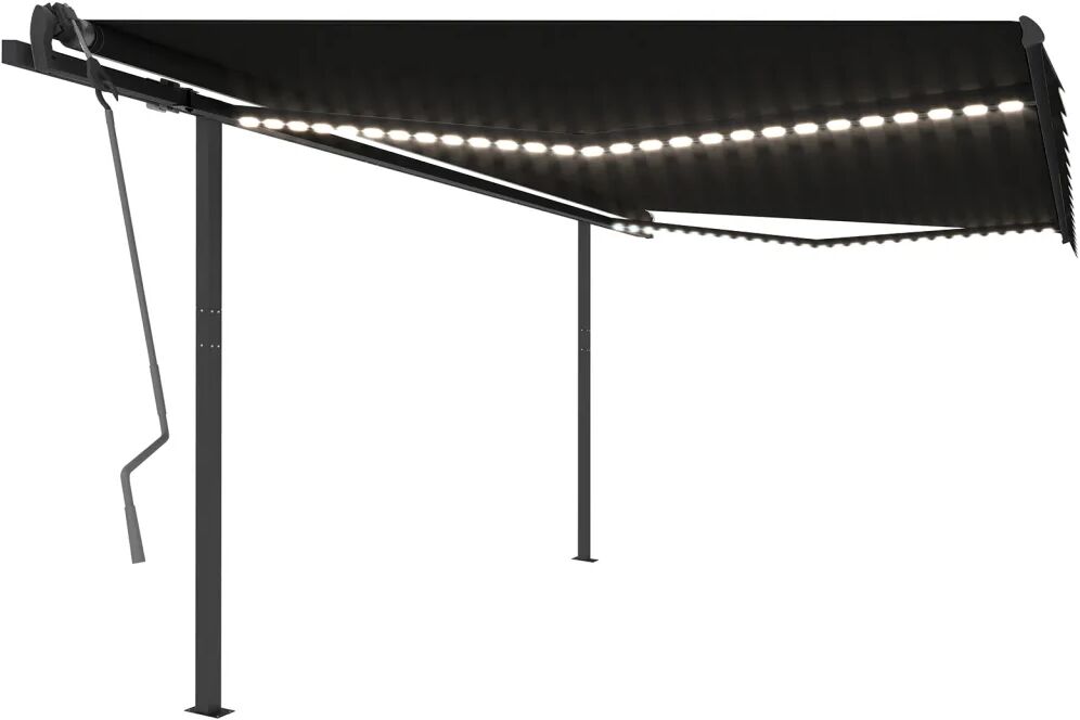 vidaXL Toldo retrátil manual com luzes LED 4,5x3 m antracite