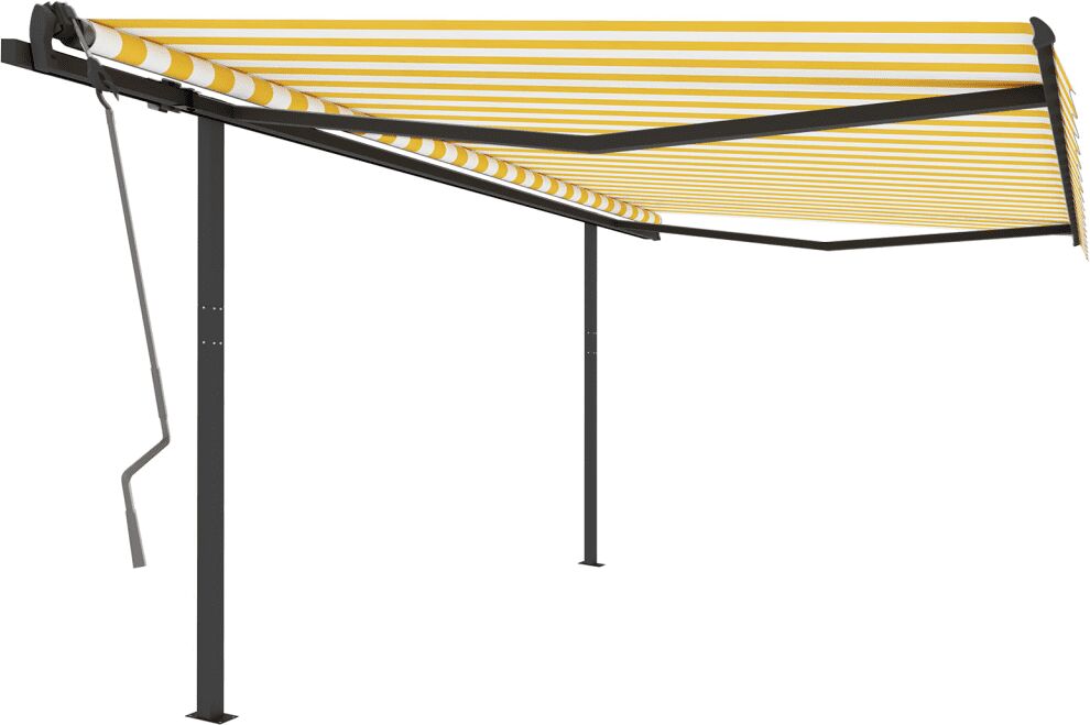 vidaXL Toldo retrátil automático com postes 4,5x3 m amarelo e branco