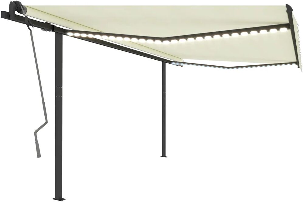 vidaXL Toldo automático c/ LED e sensor de vento 4,5x3 m cor creme