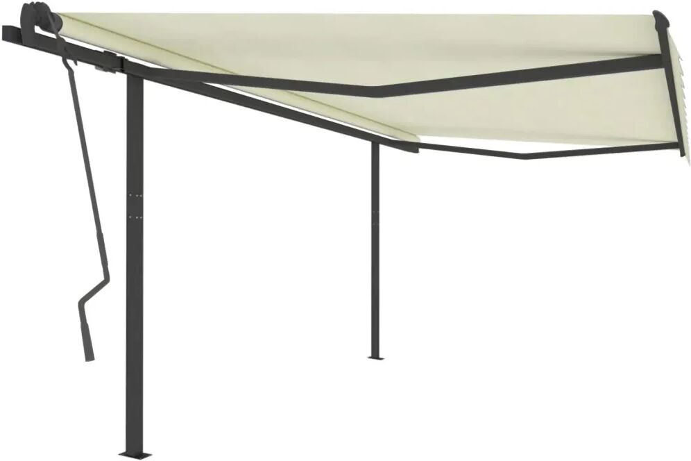 vidaXL Toldo retrátil manual com postes 4x3,5 m cor creme