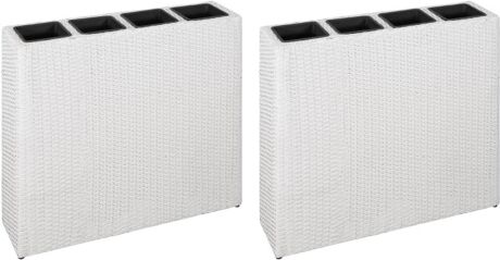 Vidaxl Conjunto 2 Floreiras Vime 4 Vasos (Branco - 79x22x76 cm)