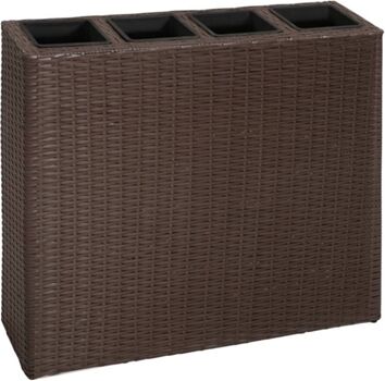 Vidaxl Floreira Vime com 4 Vasos (Castanho - 79x22x76 cm)