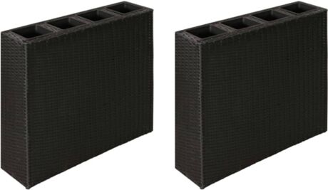 Vidaxl Floreira Vime 4 Vasos (Preto - 79x22x76 cm)