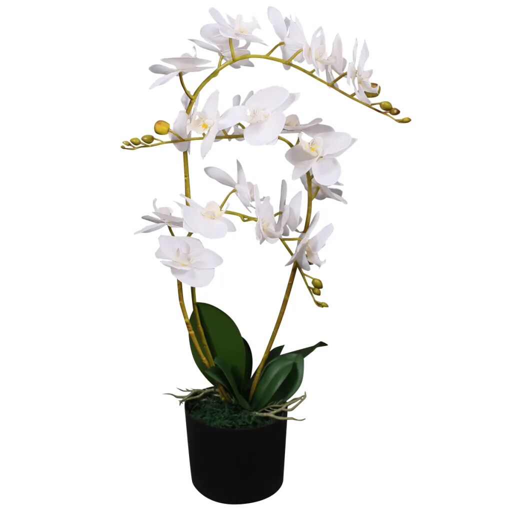 vidaXL Umelá rastlina, orchidea s kvetináčom 65 cm, biela