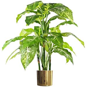 Leaf 100cm Large Fox's Aglaonema (Spotted Evergreen) Tree Artificial Plant, Green with Gold Planter