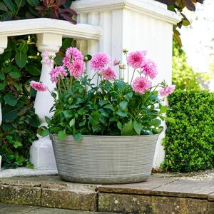 Ivyline Matlock Galvanised Metal Oval Planter - UV Stable & Frost Resistant - Decorative Stylish Weatherproof Outdoor Flower Pot - H28cm x W48.50cm