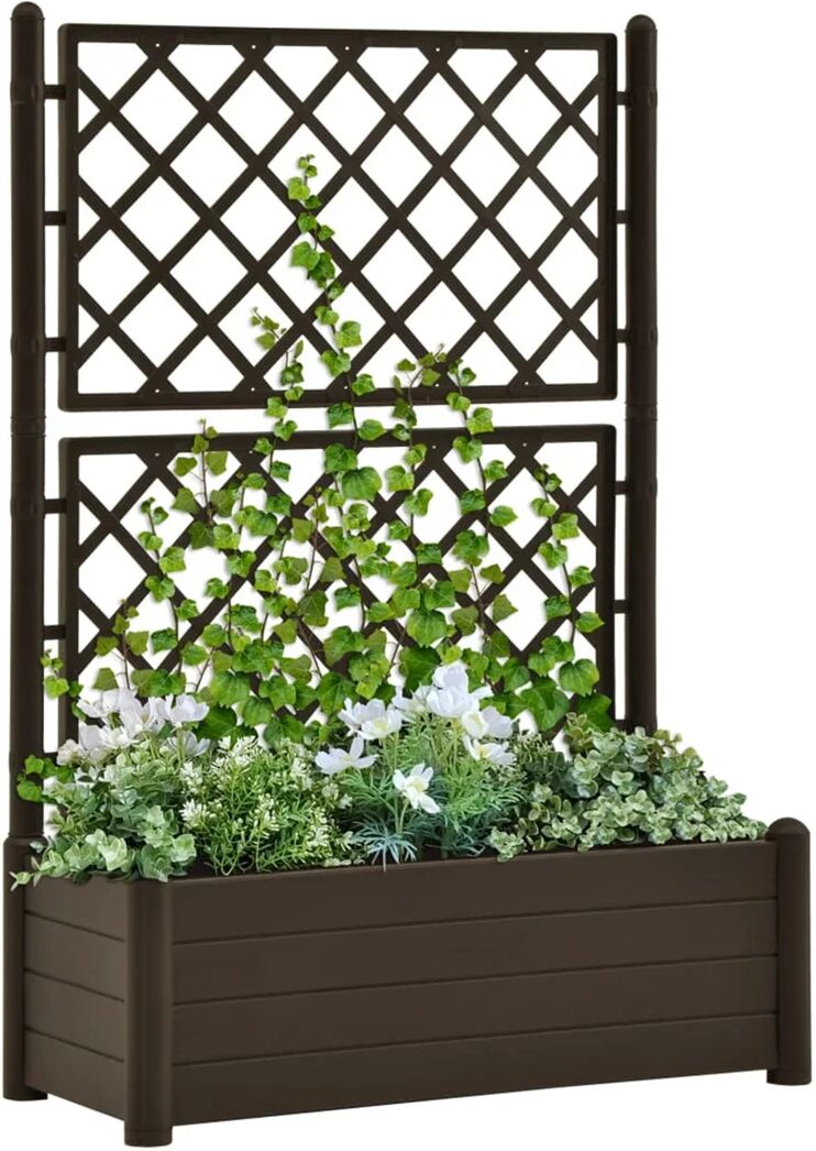 Photos - Flower Pot 17 Stories Jacque Plastic Planter Box with Trellis brown 142.0 H x 100.0 W