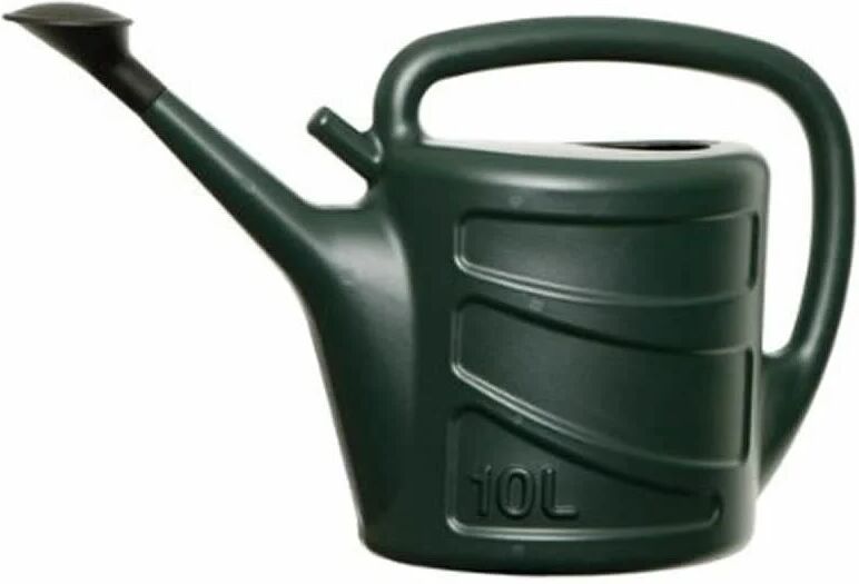 WHITEFURZE Lightweight Plastic Watering Can Garden Plants Indoor Outdoor - Green - 10L