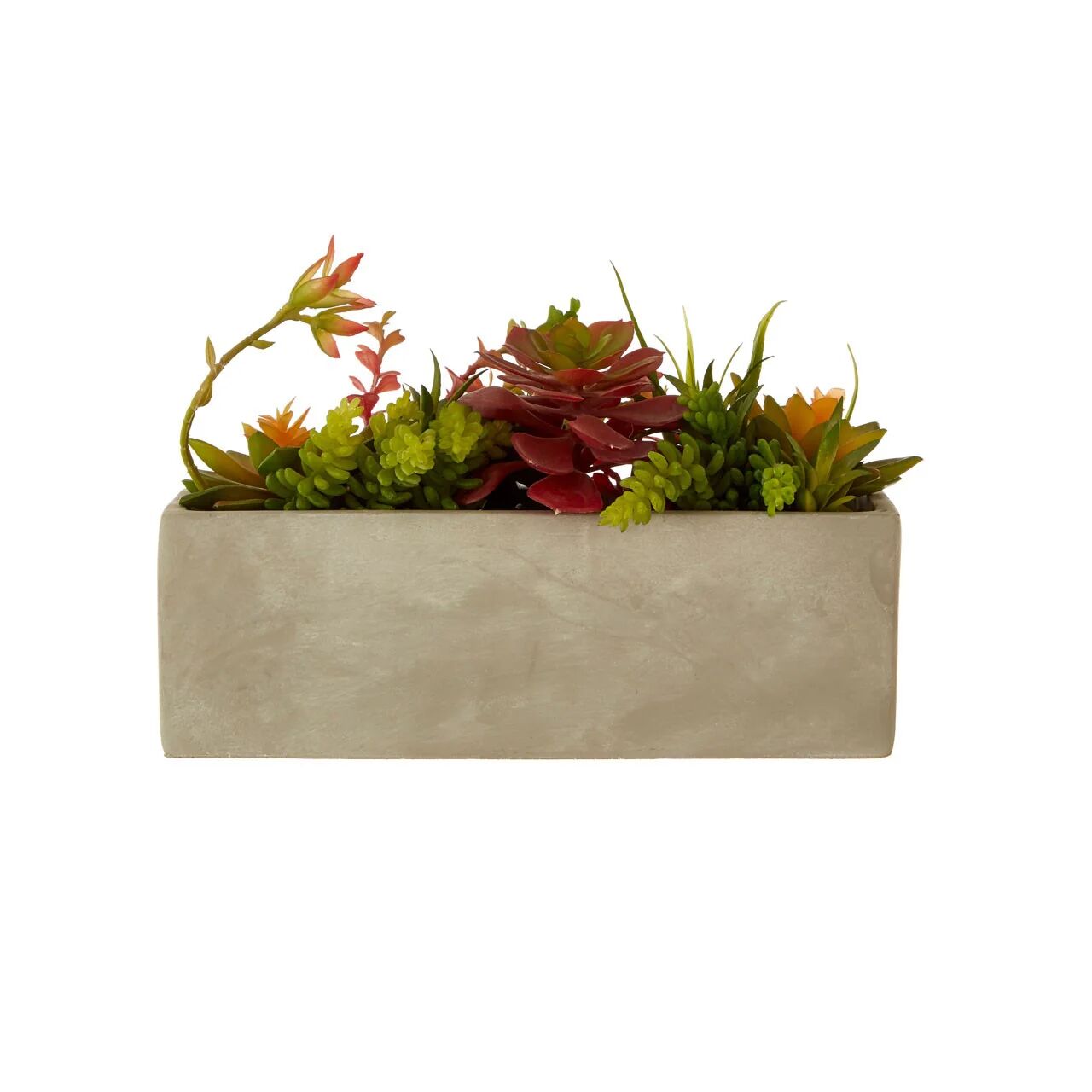 HoF Living Faux Succulent Plants In Rectangular Natural Cement Pot