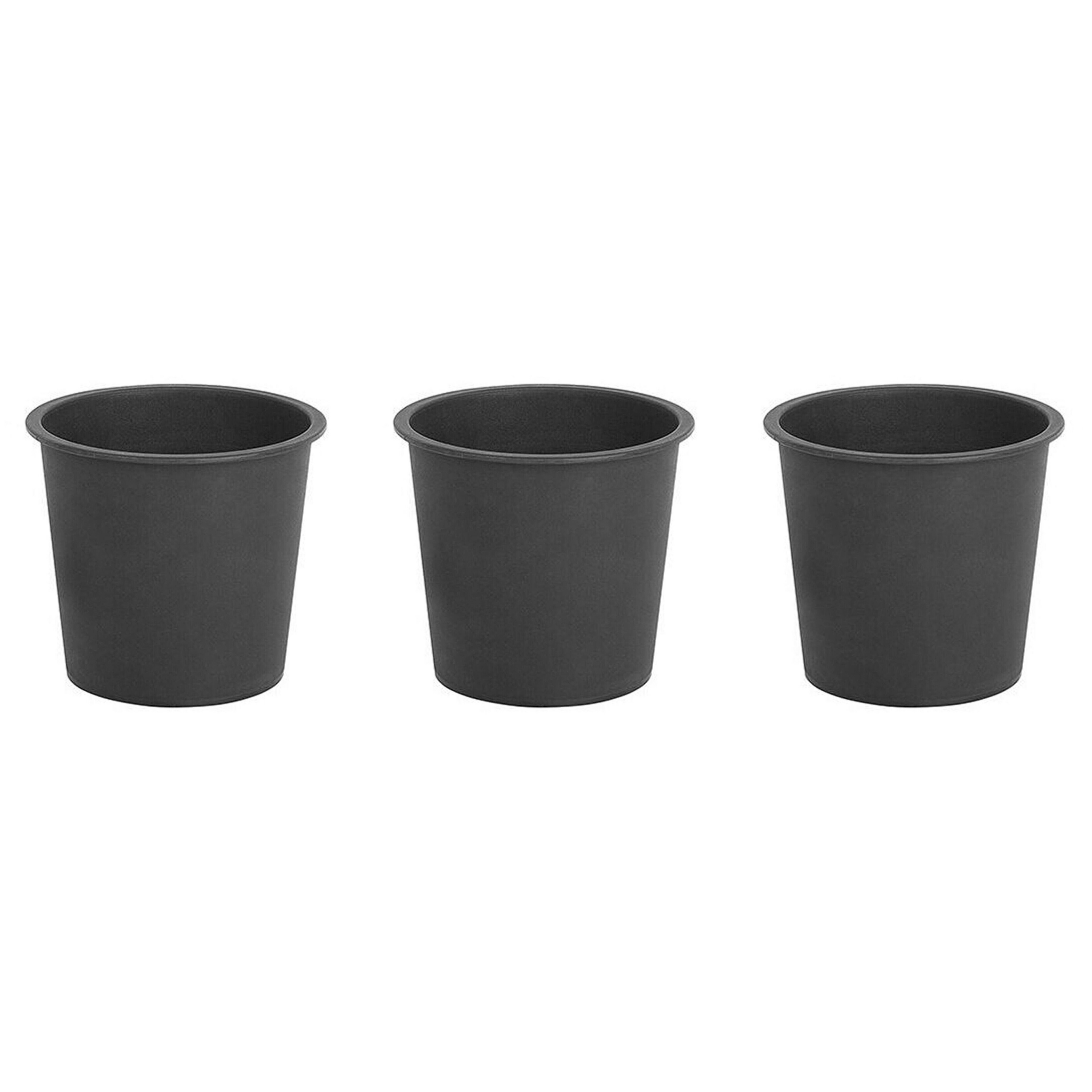 Beliani Set of 3 Black Round Plant Pot Inserts Black Synthetic 30 cm