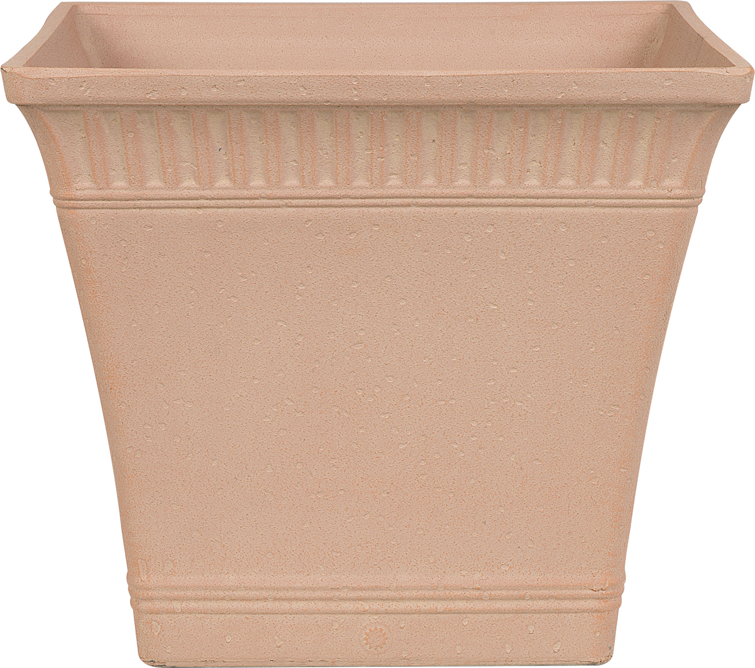 Beliani Plant Pot Planter Solid Light Red Stone Mixture Square 34 x 34 cm Outdoor Resistances All-Weather