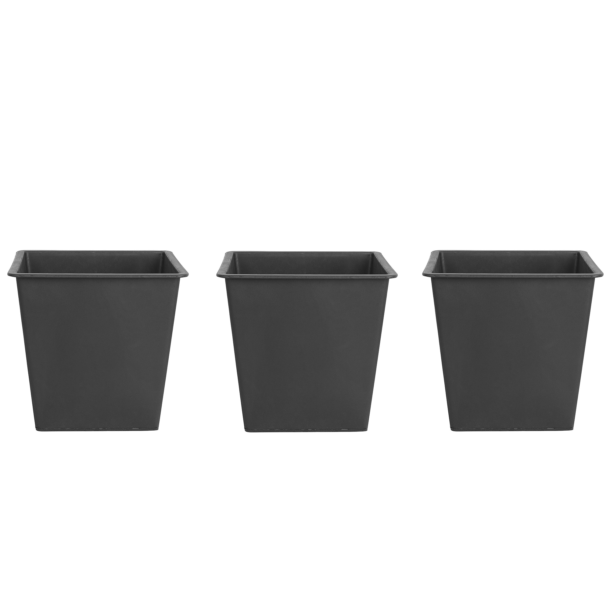 Beliani Set of 3 Square Plant Pot Protective Inserts Black Synthetic 42 x 42 x 38 cm Garden Outdoor